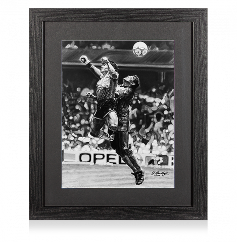 ARTIST SIGNED Diego Maradona Tribute Artwork In Black Wooden Frame: Iconic Hand of God Goal