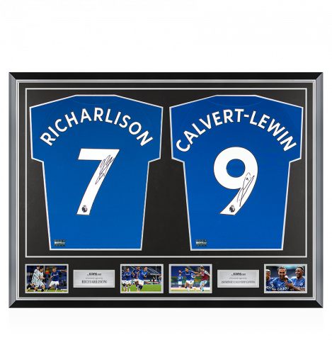 Richarlison & Dominic Calvert-Lewin Signed Everton Home Shirts In Classic Dual Frame
