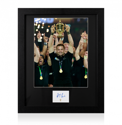 Richie McCaw Signed Rugby World Cup 2015 Card and New Zealand Photo Frame