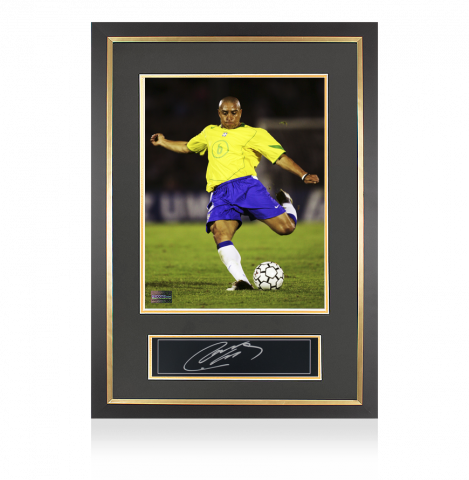 Roberto Carlos Signed Plaque and Photo Frame: Brazil Legend