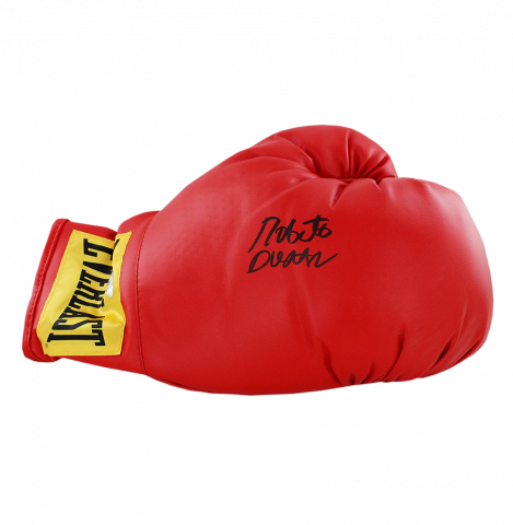 Roberto Duran Signed Red Everlast Boxing Glove With Gold Wrist Patch