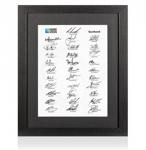 Scotland Rugby World Cup 2015 Squad Signed Card In Black Wooden Frame: Signed By 31