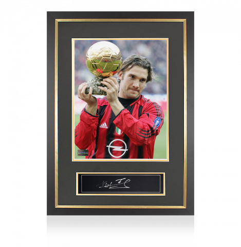 PRE-FRAMED Andriy Shevchenko Signed Plaque and Photo Frame: 2004 Ballon d'Or Winner