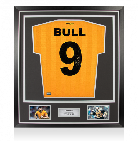 Steve Bull Back Signed Wolverhampton Wanderers Home Shirt In Classic Frame