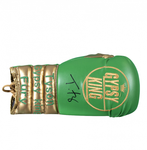 Tyson Fury Signed Boxing Glove In Deluxe Packaging - Green & Gold, Gypsy King