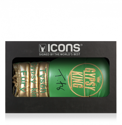 Tyson Fury Signed Boxing Glove In Deluxe Packaging - Green & Gold, Gypsy King