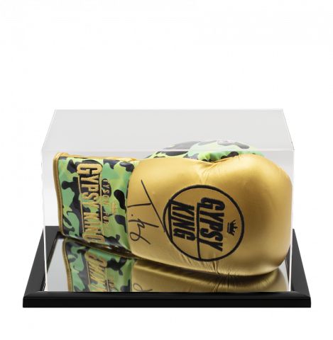 Tyson Fury Signed Boxing Glove - Gold/Camo, Gypsy King In Acrylic Case