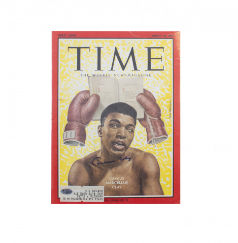 Muhammad Ali Signed Time Magazine - March 1963, Cassius Clay Autograph (OA-8424222)