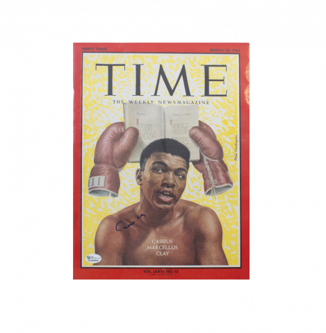 Muhammad Ali Signed Time Magazine - March 1963, Cassius Clay Autograph (OA-8058554)