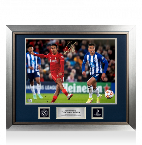 Thiago Alcantara Official UEFA Champions League Signed and Framed Liverpool FC Photo: UEFA Champions League Star