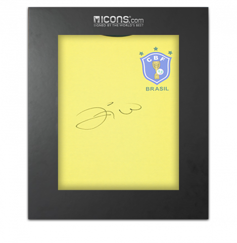 Zico Front Signed Brazil 1970 Retro Home Shirt In Deluxe Packaging
