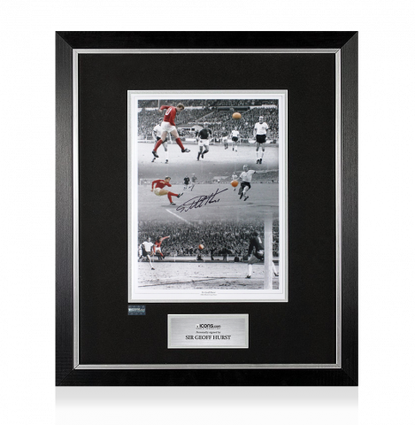 Sir Geoff Hurst Signed England Photo In Premium Photo Frame: 1966 World Cup Final Goals