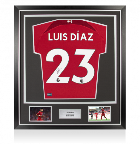 Luis Diaz Back Signed Liverpool 2022-23 Home Shirt In Classic Frame