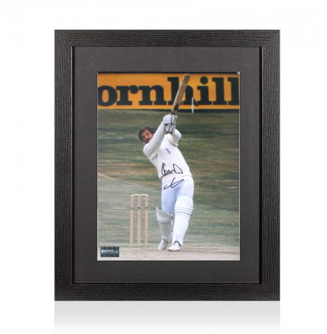 Ian Botham Signed Photo In Black Wooden Frame: Headingley Action