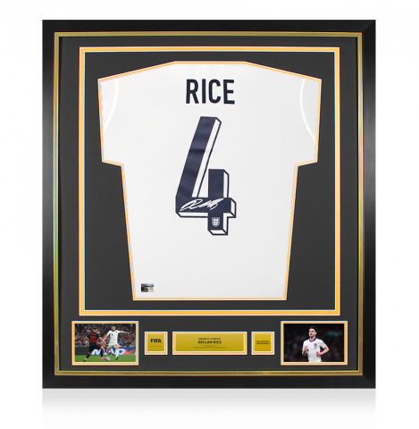 Declan Rice Official FIFA World Cup™ Signed and Framed England 2024 Home Shirt