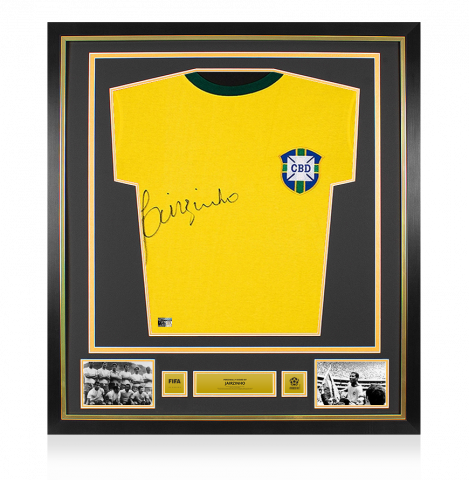 Jairzinho Official 1970 FIFA World Cup™ Front Signed and Framed Brazil Home Shirt