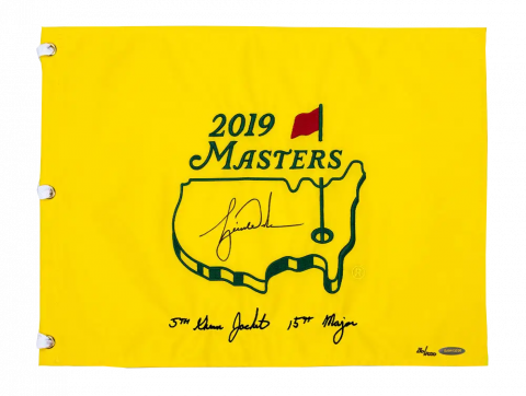 Tiger Woods Signed 2019 Masters Pin Flag - 5th Green Jacket & 15th Major Embroidered