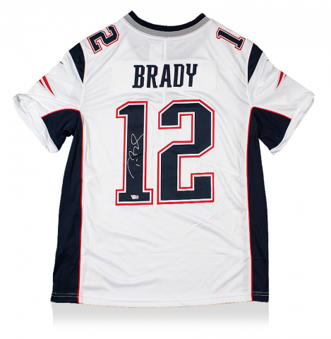 Tom Brady Back Signed White New England Patriots Road Jersey
