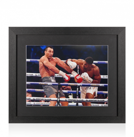 UNSIGNED Anthony Joshua Photo In Black Wooden Frame: Knock Down Punch vs Wladimir Klitschko