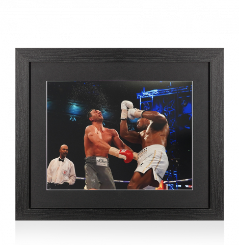 UNSIGNED Anthony Joshua Photo In Black Wooden Frame: Uppercut vs Wladimir Klitschko
