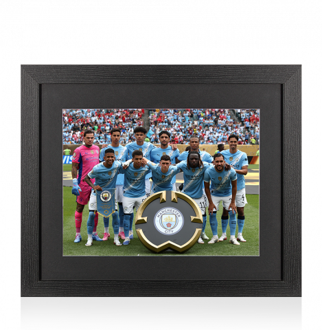 UNSIGNED Manchester City Photo In Black Wooden Frame: 2025 FIFA Club World Cup Squad