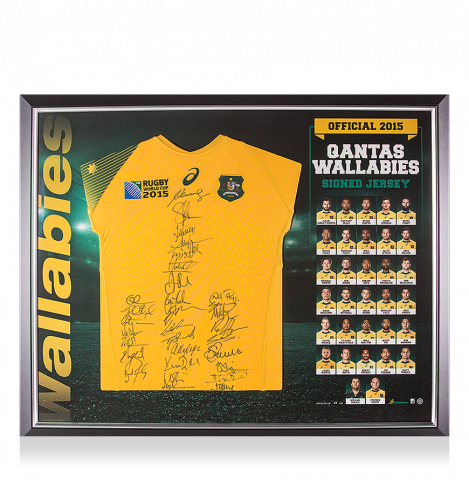 PRE-FRAMED Australia Squad Signed 2015 Rugby World Cup Shirt