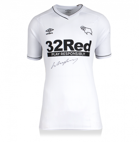 Wayne Rooney Front Signed Derby County 2020-21 Home Shirt