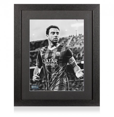 Xavi Signed FC Barcelona Tribute Artwork In Black Wooden Frame: Blaugrana Legend