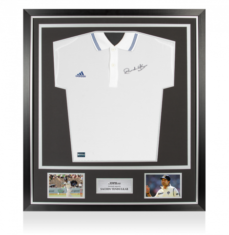 WAREHOUSE SECONDS Sachin Tendulkar Front Signed Adidas Cricket Shirt In Classic Frame – 2