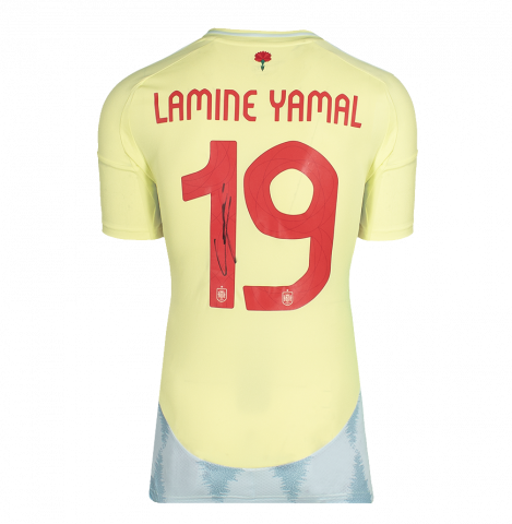 WAREHOUSE SECONDS Lamine Yamal Back Signed Spain 2024 Away Shirt - Grade C
