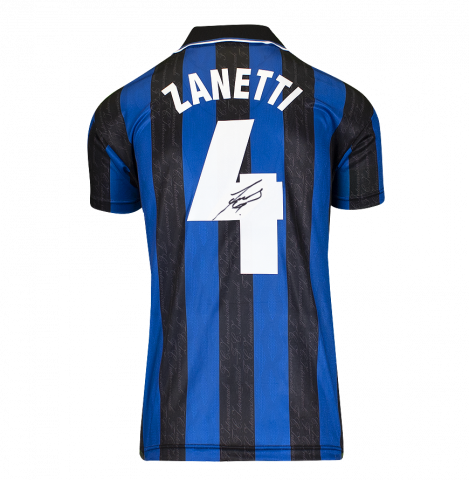 WAREHOUSE SECONDS Javier Zanetti Back Signed Inter Milan 1998 Home Shirt - Grade B