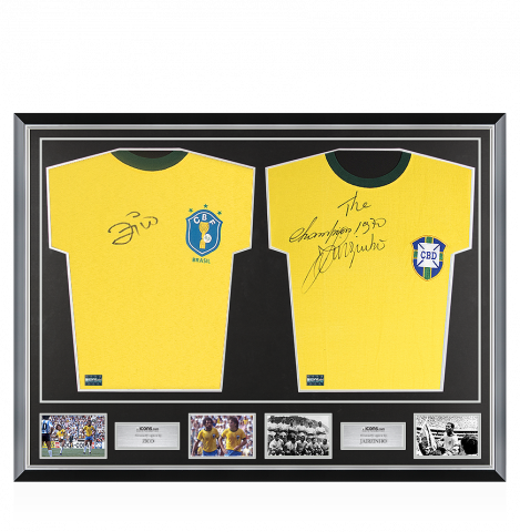 Jairzinho & Zico Signed Brazil Shirts In Classic Dual Frame