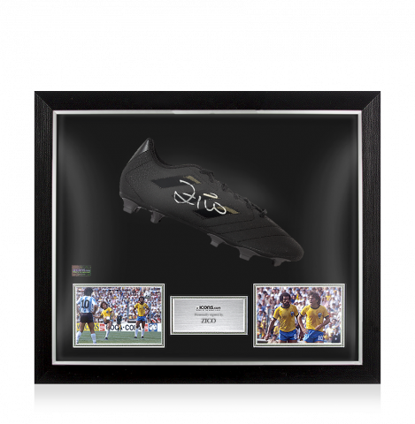 Zico Signed Adidas Blackout Boot In Bubble Frame: Brazil Option